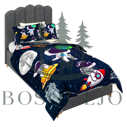 Edredón infantil diseño Astronautas para cama sencilla