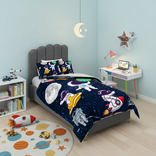 Edredón infantil diseño Astronautas para cama sencilla
