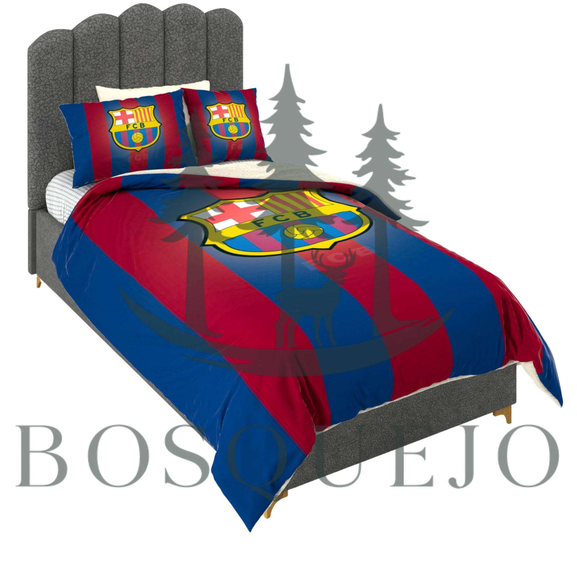 Edredón infantil diseño Fútbol azul y rojo para cama sencilla